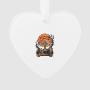 Halloween Kreuz Grabstein Totenkopf Kürbis Schwarz Ornament