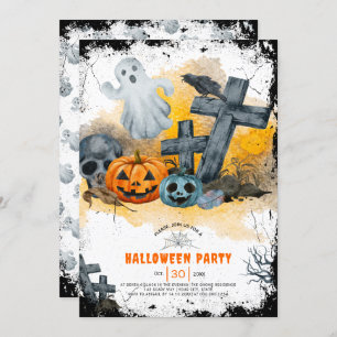 Halloween-Kreuze und Geisterkreuz-Party Einladung