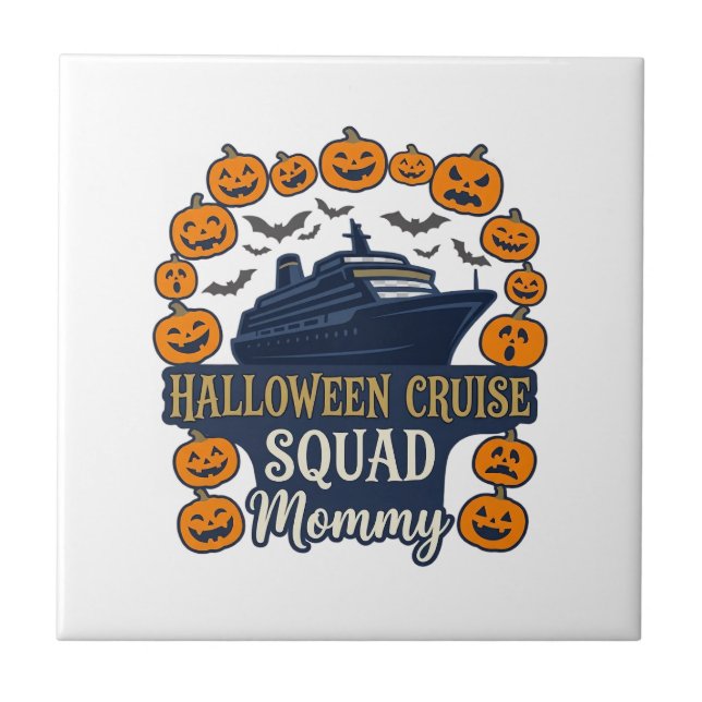 Halloween Kreuzfahrt Team Mami Schiff Kürbisse Fle Fliese (Vorderseite)