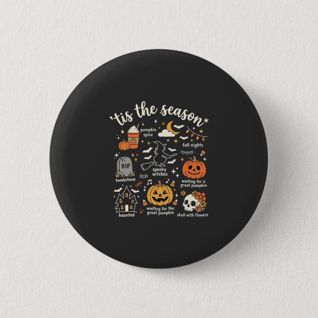 Halloween-Kritzeleien Die Saison Hexen-Design Button (Vorderseite)