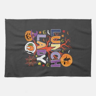 Halloween Küchenhexe Lunch Lady Vektor Geschirrtuch