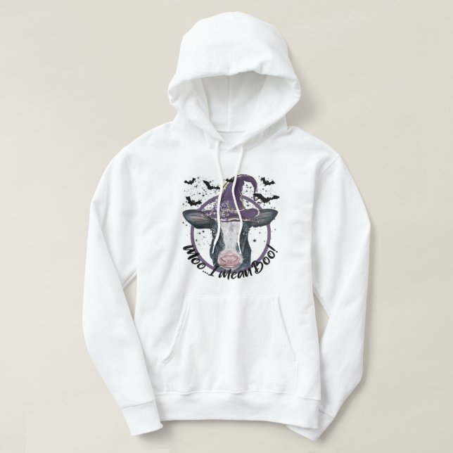 Halloween Kuh Heifer Moo I gemein Boo Highland Cow Hoodie (Design vorne)