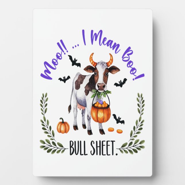 Halloween-Kuh-Stier-Blatt Fotoplatte (Vorderseite)