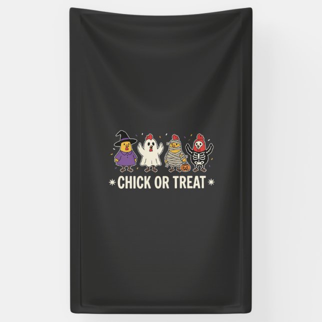 Halloween Küken oder Streich lustiges Hühnerkostüm Banner (Vertikal)