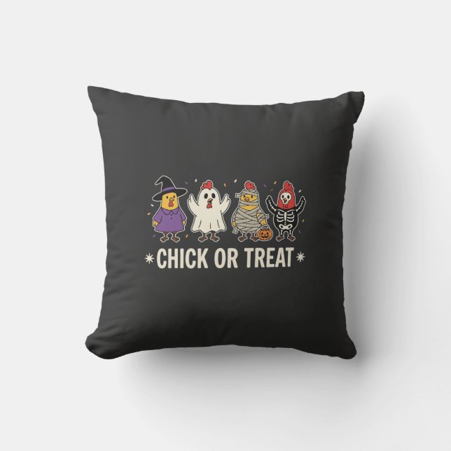 Halloween Küken oder Streich lustiges Hühnerkostüm Kissen (Vorderseite)
