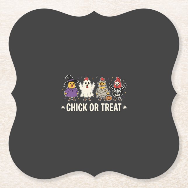 Halloween Küken oder Streich lustiges Hühnerkostüm Untersetzer (Vorderseite)