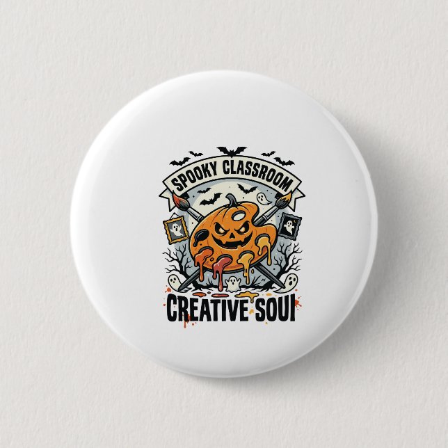 Halloween-Kunstlehrer Gruseliger Klassenraum Button (Vorderseite)