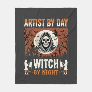 Halloween-Künstler bei Tag, Hexe bei Nacht Design Fleecedecke