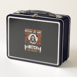 Halloween-Künstler bei Tag, Hexe bei Nacht Design Metall Brotdose