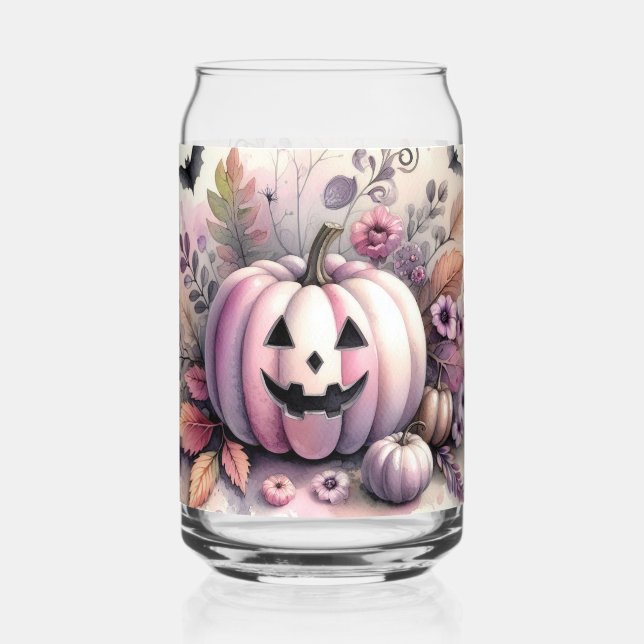 Halloween Kürbis Aquarellmalerei Dosenglas (Vorderseite)