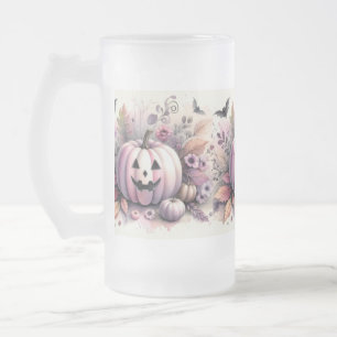 Halloween Kürbis Aquarellmalerei Mattglas Bierglas