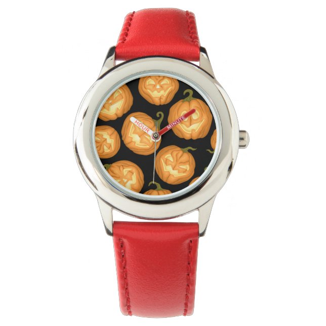 Halloween-Kürbis Armbanduhr (Vorderseite)