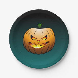 Halloween-Kürbis auf einem Pappteller