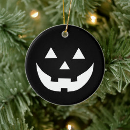 Halloween-Kürbis aus Schwarz-weißer Kürbislaterne  Keramik Ornament