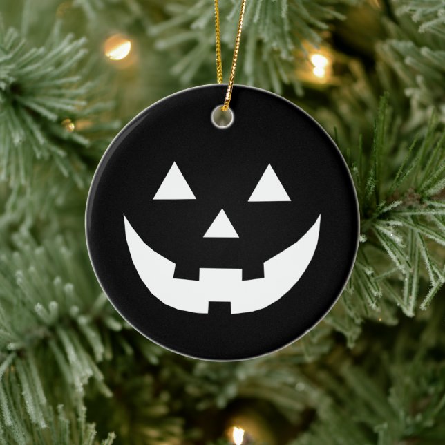 Halloween-Kürbis aus Schwarz-weißer Kürbislaterne  Keramik Ornament (Baum)