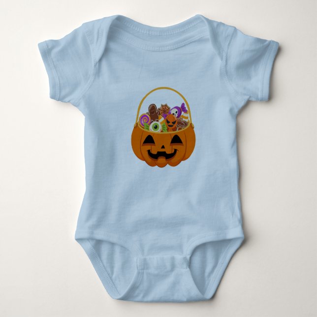 Halloween-Kürbis Baby Bodysuit Strampler (Vorderseite)