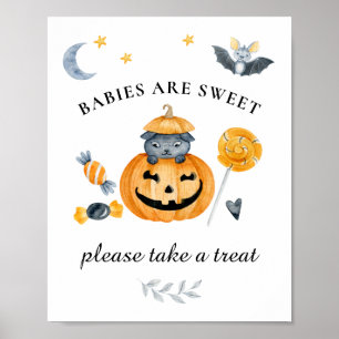 Halloween-Kürbis-Baby-Shower-Süßigkeiten-Schild Poster