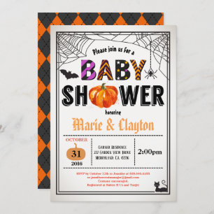 Halloween-Kürbis-Babydusche geschlechtsneutral Einladung