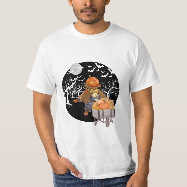 Halloween-Kürbis beängstigendes Design T-Shirt (Vorderseite)