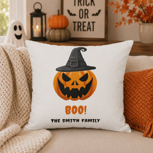 Halloween-Kürbis „BUH!“ – Personalisierter Name Kissen