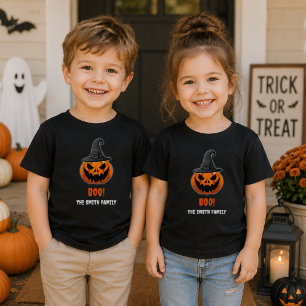 Halloween-Kürbis „BUH!“ – Personalisierter Name Kleinkind T-shirt