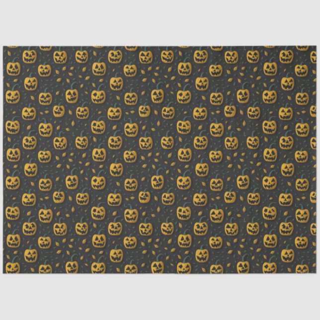 Halloween Kürbis Cartoon dunkler Kontrast Seidenpapier (Vorderseite)
