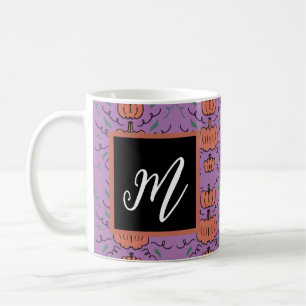 Halloween-Kürbis-Doodle-Nahtloses Muster    Kaffeetasse