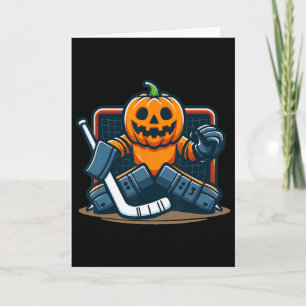 Halloween-Kürbis-Eishockey-Torwart Karte