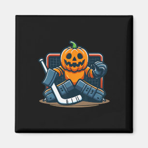 Halloween-Kürbis-Eishockey-Torwart  Magnet