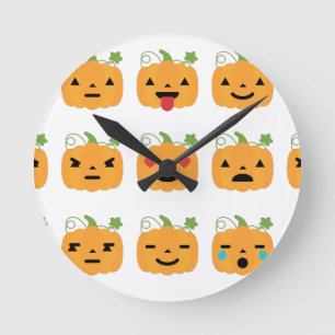 Halloween-Kürbis-Emojis Runde Wanduhr