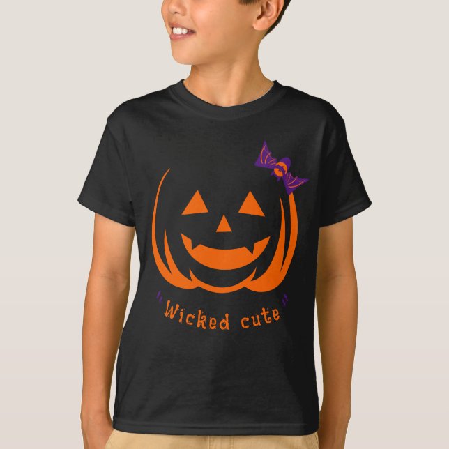 Halloween Kürbis faues Kostüm niedlicher Bogen aus T-Shirt (Vorderseite)