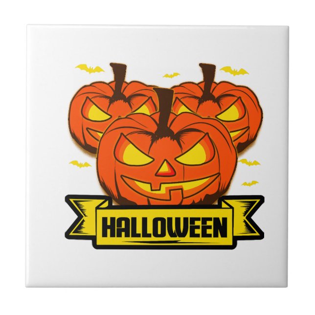 Halloween-Kürbis                            Fliese (Vorderseite)