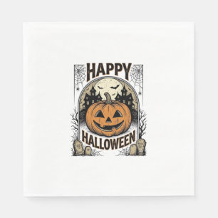 Halloween-Kürbis-Friedhof Vintage Gruseliges T-Shi Serviette