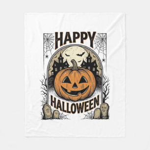 Halloween-Kürbis-Friedhof Vintage-spooky-T-Shirt-A Fleecedecke