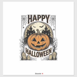 Halloween-Kürbis-Friedhof Vintage-Spooky-T-Shirt-K Aufkleber