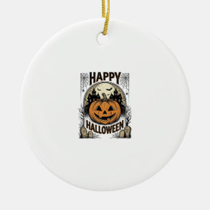 Halloween-Kürbis-Friedhof Vintage-Spooky-T-Shirt-K Keramik Ornament