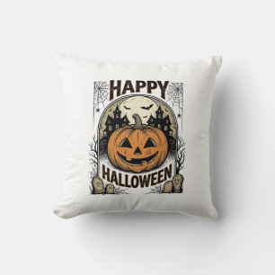 Halloween-Kürbis-Friedhof Vintage-spooky-T-Shirt-K Kissen