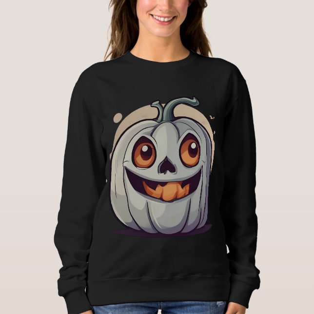 Halloween Kürbis Geist Sweatshirt (Vorderseite)