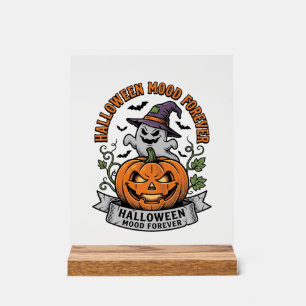 Halloween-Kürbis-Geist Vintage-Stich-Shirt_1 Acrylschild