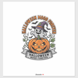 Halloween-Kürbis-Geist Vintage-Stich-Shirt_1 Aufkleber
