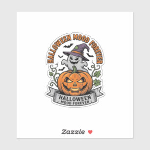 Halloween-Kürbis-Geist Vintage-Stich-Shirt_1 Aufkleber