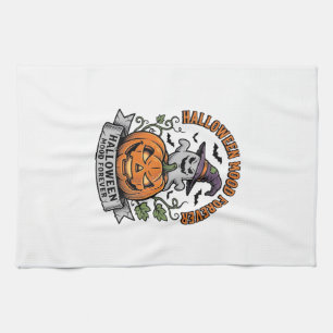 Halloween-Kürbis-Geist Vintage-Stich-Shirt_1 Geschirrtuch