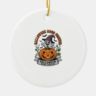 Halloween-Kürbis-Geist Vintage-Stich-Shirt_1 Keramik Ornament