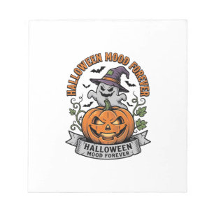 Halloween-Kürbis-Geist Vintage-Stich-Shirt_1 Notizblock