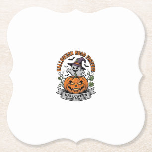 Halloween-Kürbis-Geist Vintage-Stich-Shirt_1 Untersetzer