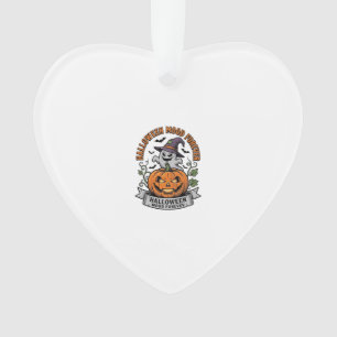Halloween-Kürbis-Geist Vintage-Stickerei-Shirt_1 Ornament