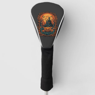 Halloween-Kürbis-Geisterhaus Vollmond Fledermäuse Golf Headcover
