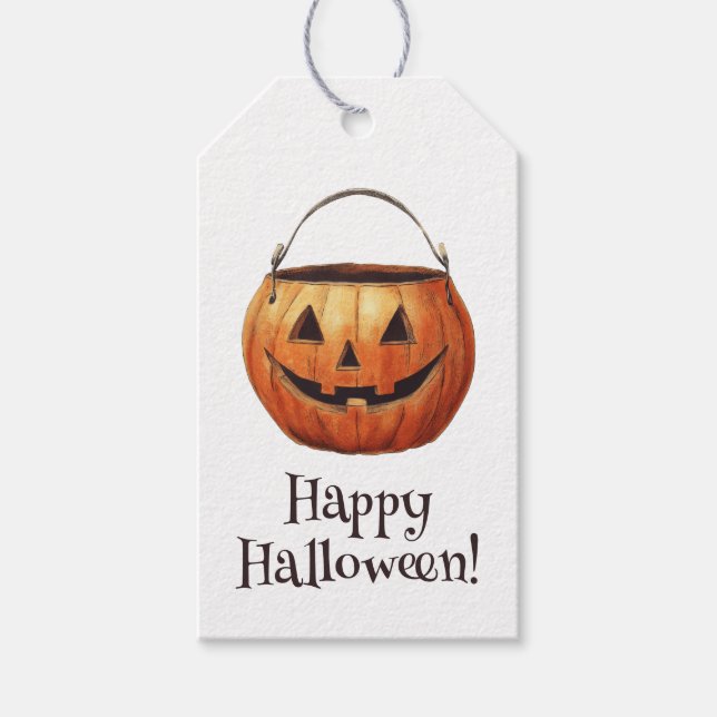 Halloween-Kürbis-Geschenkanhänger Geschenkanhänger (Vorderseite)