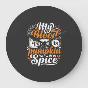 Halloween-Kürbis-Gewürz-Blut-Typ Retro-Typographie Große Wanduhr