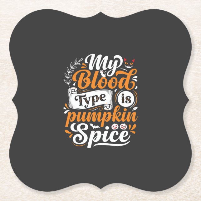 Halloween-Kürbis-Gewürz-Blut-Typ-Retro-Typographie Untersetzer (Vorderseite)